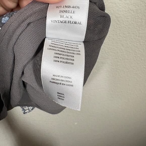 Rails Small Janelle Black Vintage Floral Shift Dress Tiered V Neck Tie Shoulder - Picture 9 of 10